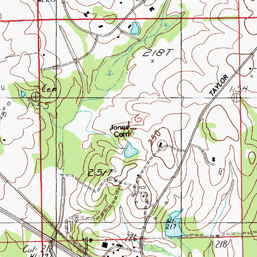 Topographic Map of Jones Cemetery, AL
