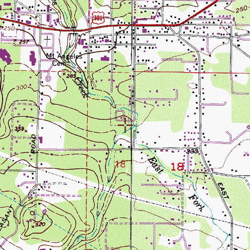 Topographic Map of East Fork Lees Creek, WA