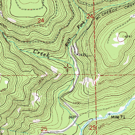 Topographic Map of East Fork McCreedy Creek, WA