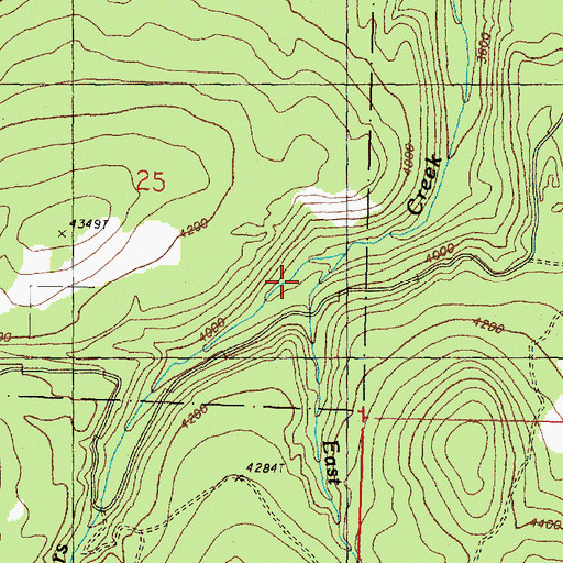 Topographic Map of East Fork Myers Creek, WA