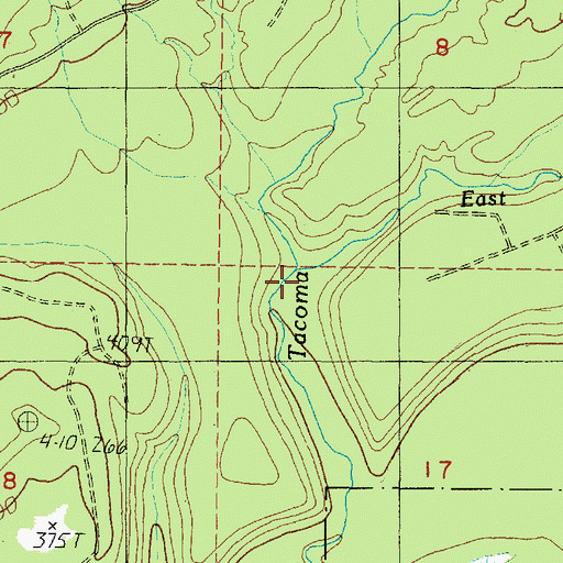 Topographic Map of East Fork Tacoma Creek, WA
