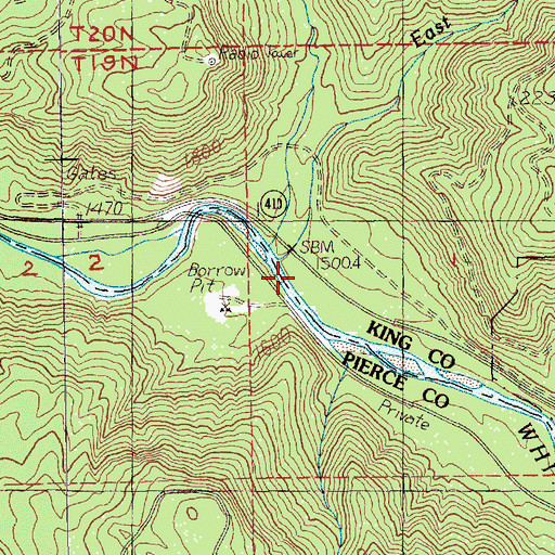 Topographic Map of East Twin Creek, WA