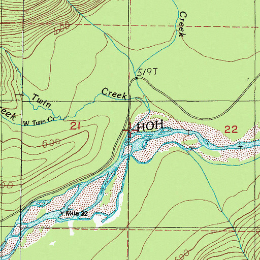 Topographic Map of East Twin Creek, WA