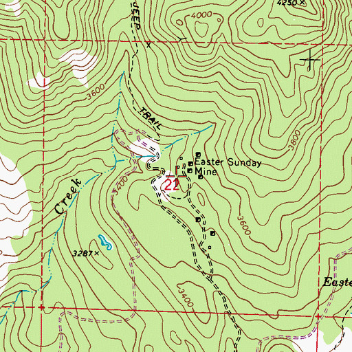 Topographic Map of Easter Sunday Mine, WA