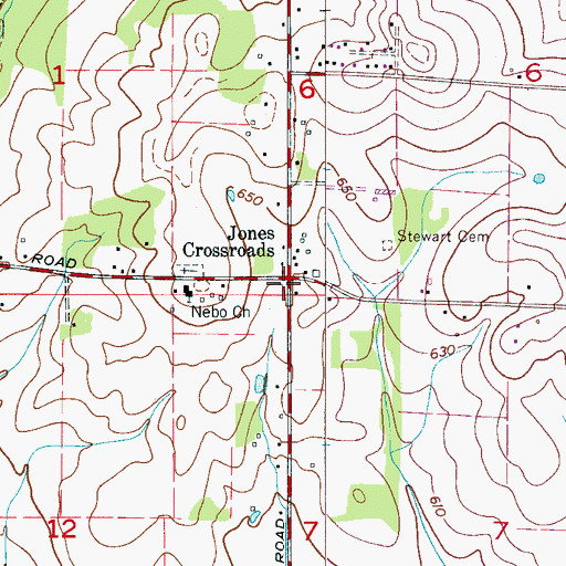Topographic Map of Jones Crossroads, AL