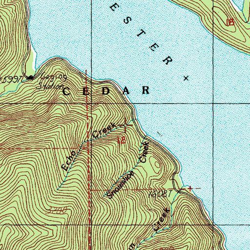 Topographic Map of Echo Creek, WA