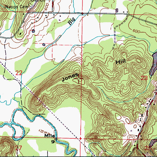 Topographic Map of Jones Hill, AL