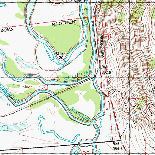 Topographic Map of Edwards Slough, WA