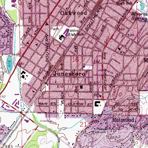 Topographic Map of Jonesboro, AL