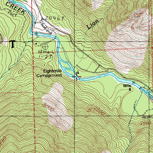 Topographic Map of Eightmile Campground, WA