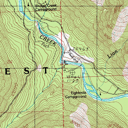 Topographic Map of Eightmile Creek, WA
