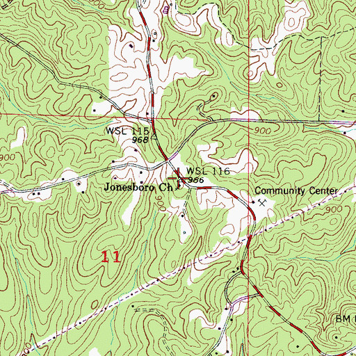 Topographic Map of Jonesboro Baptist Church, AL