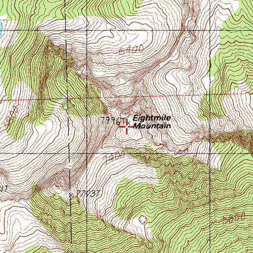 Topographic Map of Eightmile Mountain, WA