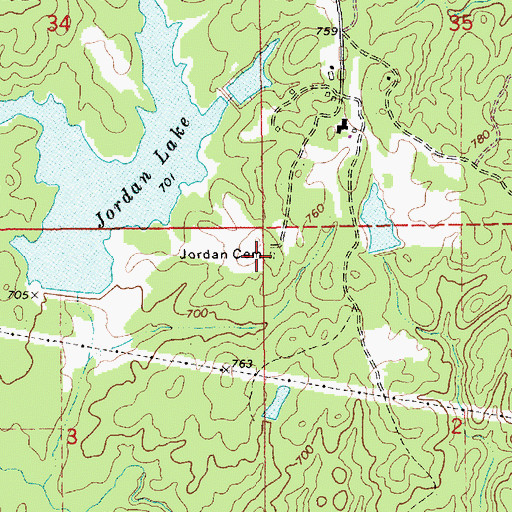 Topographic Map of Jordan Cemetery, AL