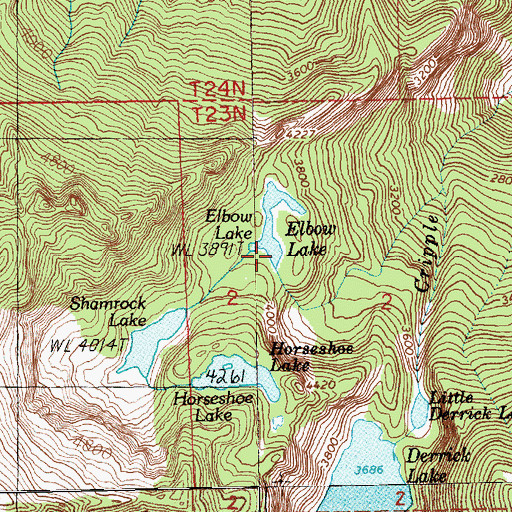 Topographic Map of Elbow Lake, WA