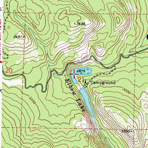Topographic Map of Elbow Lake, WA
