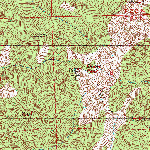 Topographic Map of Elbow Peak, WA