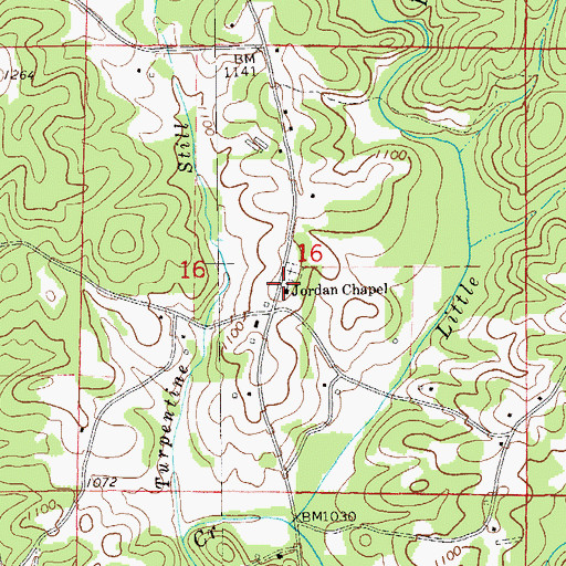 Topographic Map of Jordan Chapel, AL
