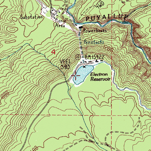 Topographic Map of Electron Reservoir, WA