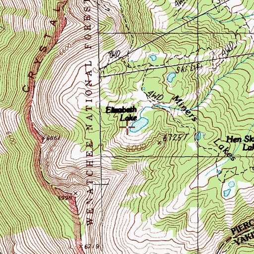 Topographic Map of Elizabeth Lake, WA