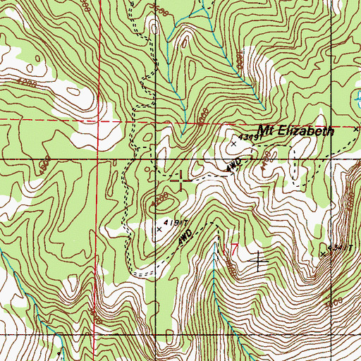 Topographic Map of Mount Elizabeth, WA