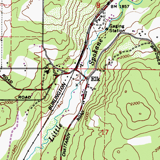 Topographic Map of Elk, WA
