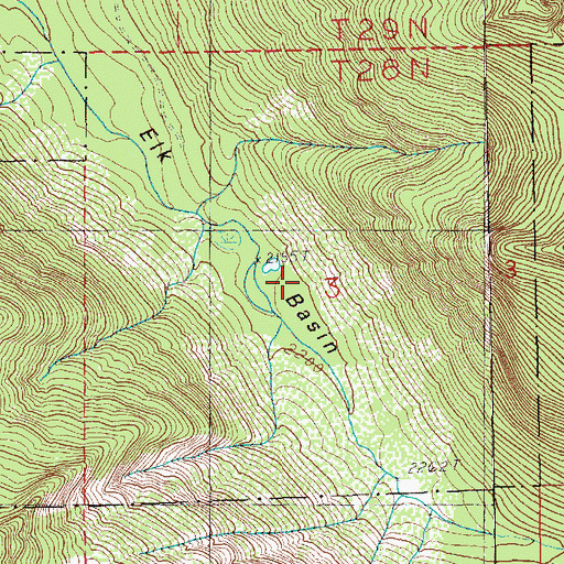Topographic Map of Elk Basin, WA