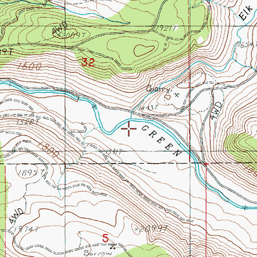 Topographic Map of Elk Creek, WA