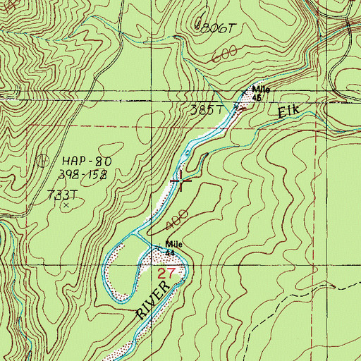 Topographic Map of Elk Creek, WA