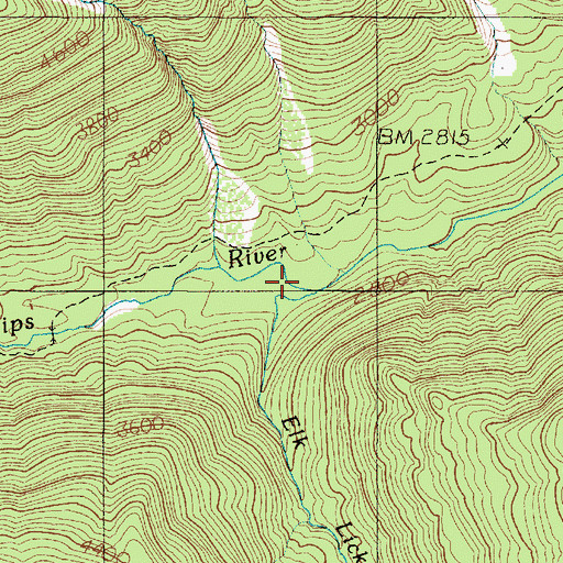 Topographic Map of Elk Lick Creek, WA