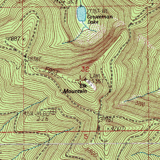 Topographic Map of Elk Mountain, WA