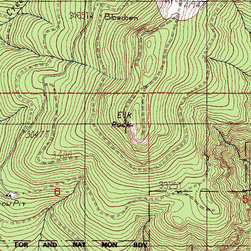 Topographic Map of Elk Rock, WA