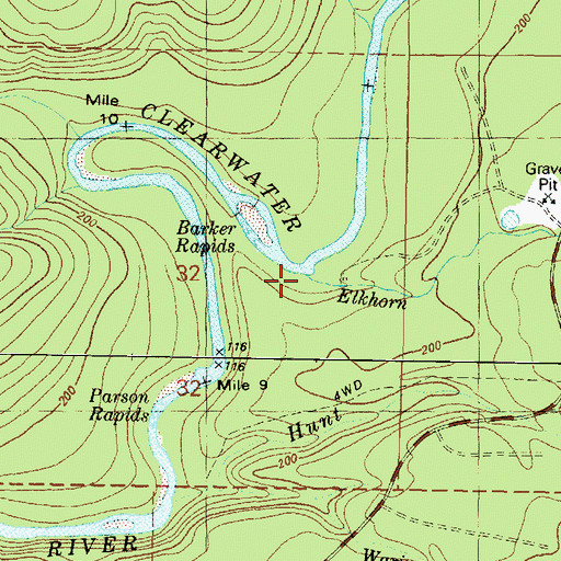 Topographic Map of Elkhorn Creek, WA