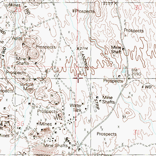Topographic Map of Vulture Gold Mine Landing Strip (historical), AZ