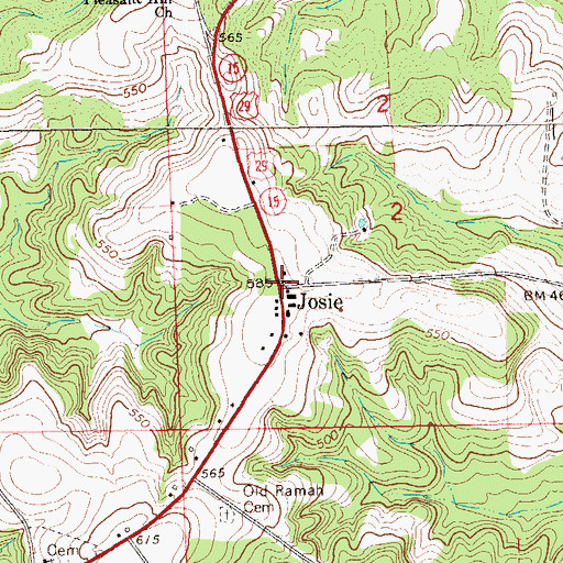 Topographic Map of Josie, AL