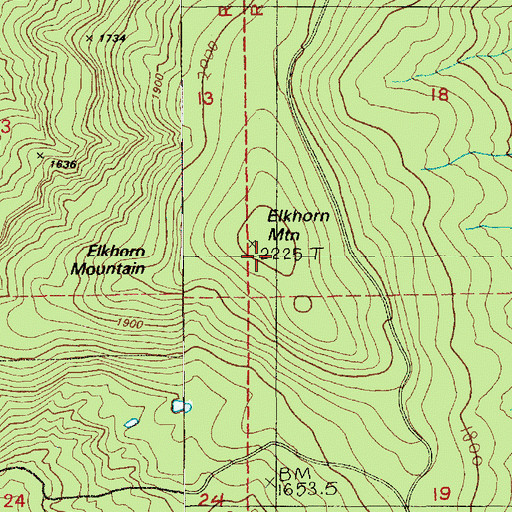 Topographic Map of Elkhorn Mountain, WA