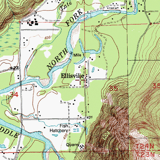 Topographic Map of Ellisville, WA