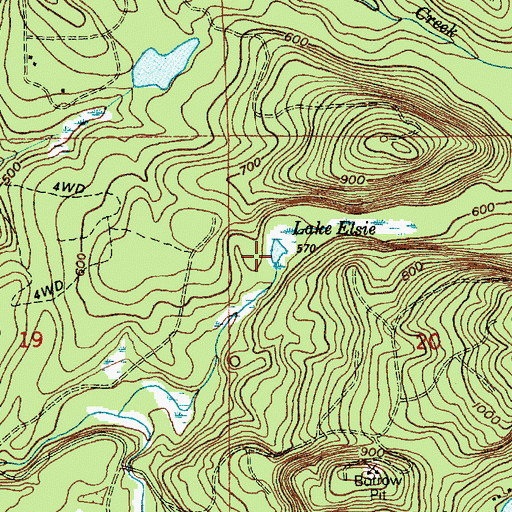 Topographic Map of Lake Elsie, WA