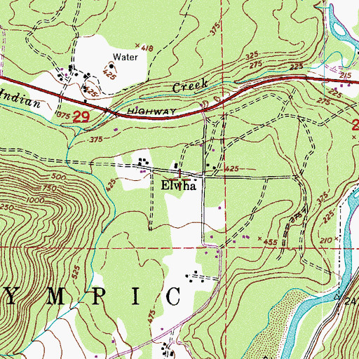 Topographic Map of Elwha, WA