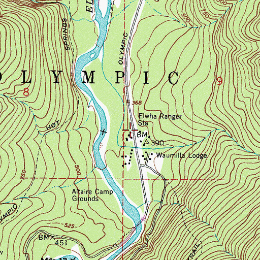 Topographic Map of Elwha Ranger Station, WA