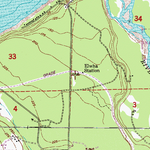 Topographic Map of Elwha Station, WA