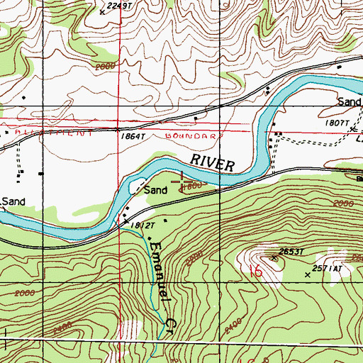 Topographic Map of Emanuel Creek, WA