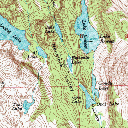 Topographic Map of Emerald Lake, WA