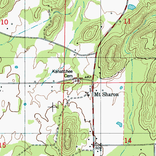 Topographic Map of Kahatchee Cemetery, AL
