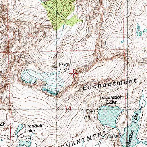 Topographic Map of Enchantment Peaks, WA