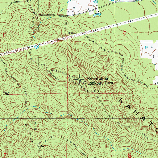 Topographic Map of Kahatchee Mountain, AL
