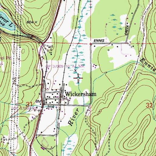 Topographic Map of Ennis Creek, WA