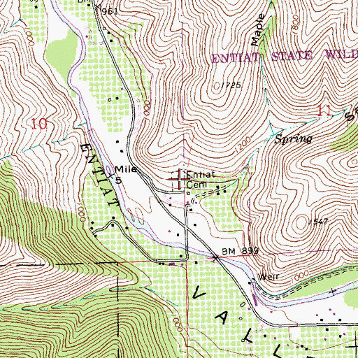 Topographic Map of Entiat Cemetery, WA