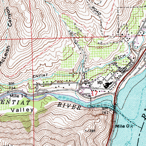 Topographic Map of Entiat Ditch, WA