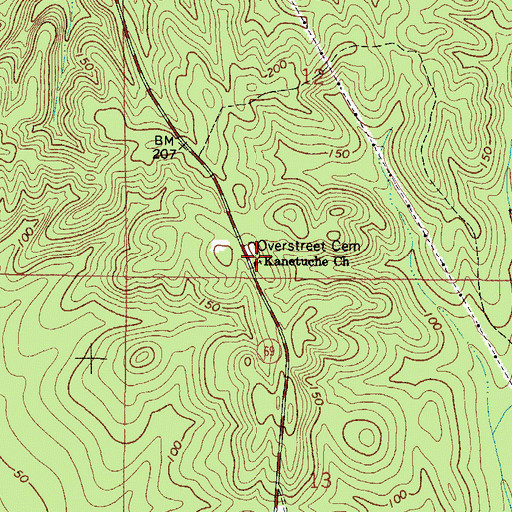 Topographic Map of Kanetuche Church, AL
